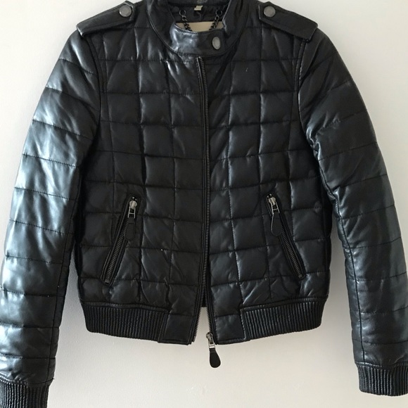 Burberry black leather down jacket - Picture 3 of 6